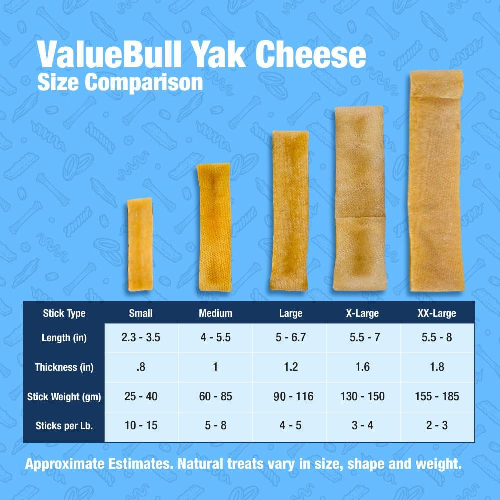 Valuebull Yak Cheese Dog Chews, Long Lasting for Aggressive Chewers, Healthy & Safe, Extra Large, 2 Pounds - All Natural Himalayan Chew, Healthy & Safe, Low Odor Nepal Yak Milk Chews